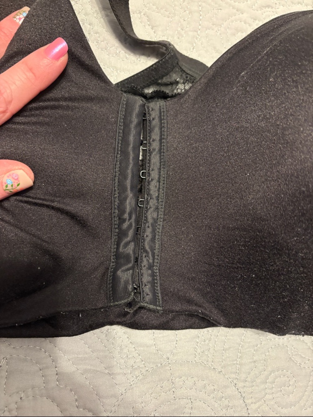 Cacique Black Front-Closure Racerback Bra with Lace Detail - Picture 6 of 6